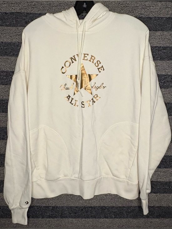 Converse Tops - Converse All-Star Chuck Taylor Cream Hoodie Oversized Women’s Small EUC